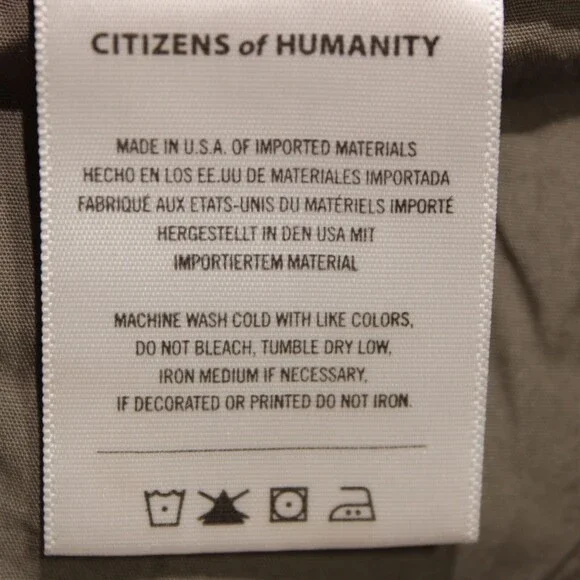 Citizens of Humanity NWT 5 Pocket Jean Cut Pants Size 36 US Solid Green Cotton